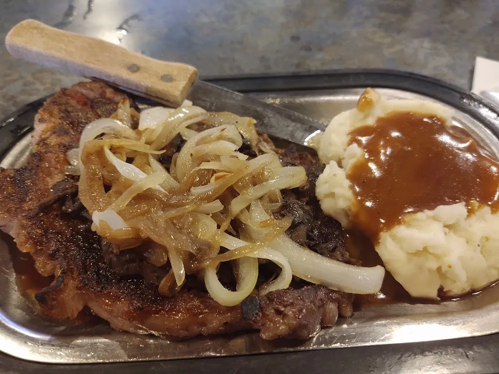 Ribeye Steak with Mushrooms and Onions